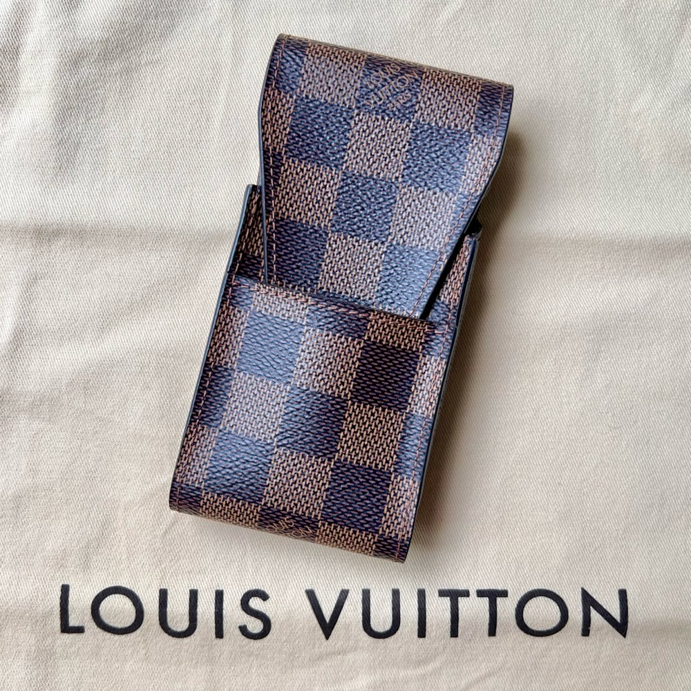 Auth LOUIS VUITTON DE canvas Etui Cigarette Case LV Travel Lipstick Lipgloss